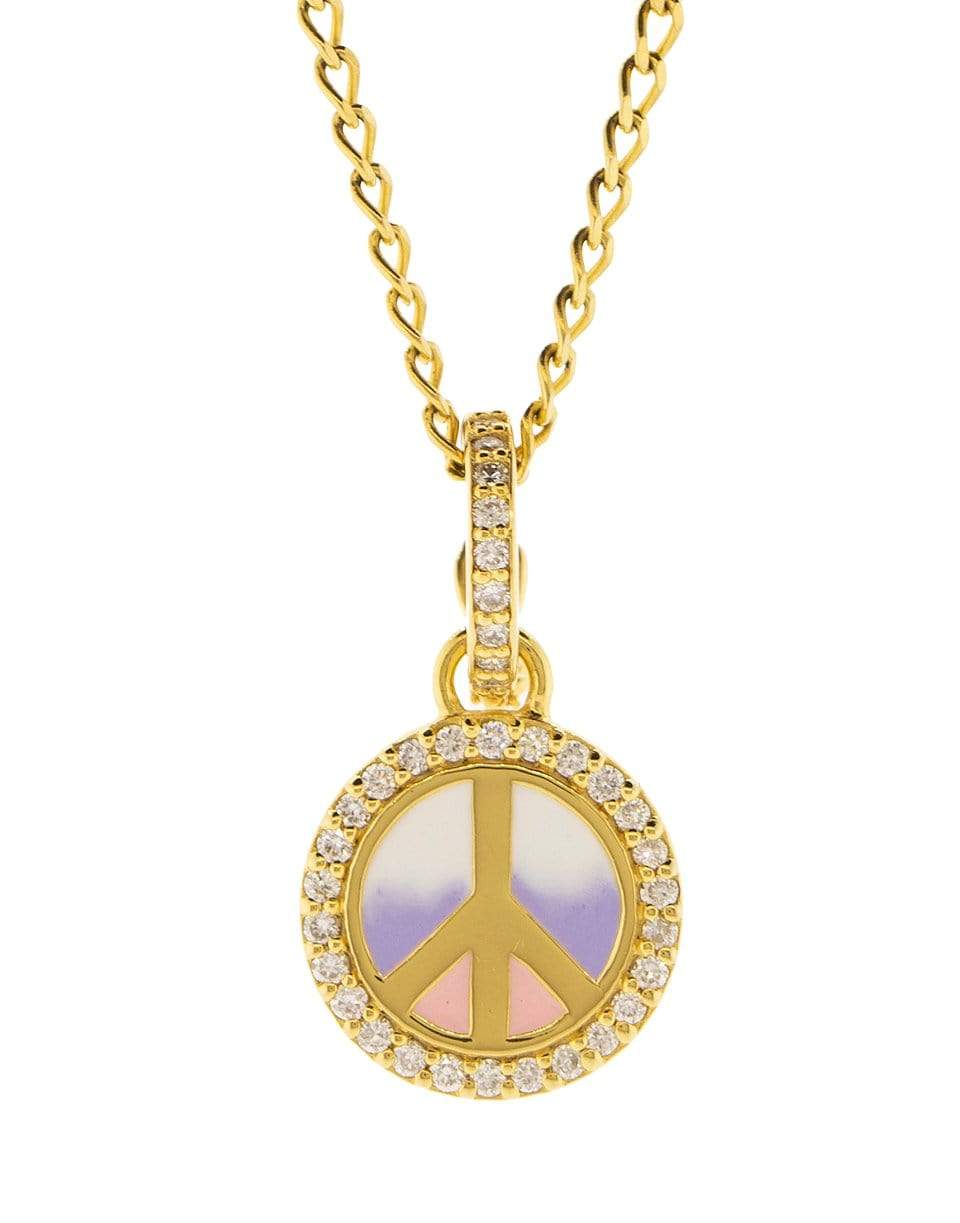 BUDDHA MAMA-Ombre Enamel and Diamond Peace Sign Pendant-YELLOW GOLD