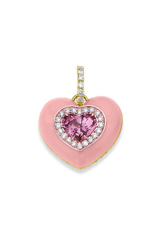 BUDDHA MAMA-Pink Spinel Puffy Heart Pendant-YELLOW GOLD
