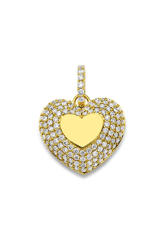 BUDDHA MAMA-Pink Spinel Puffy Heart Pendant-YELLOW GOLD