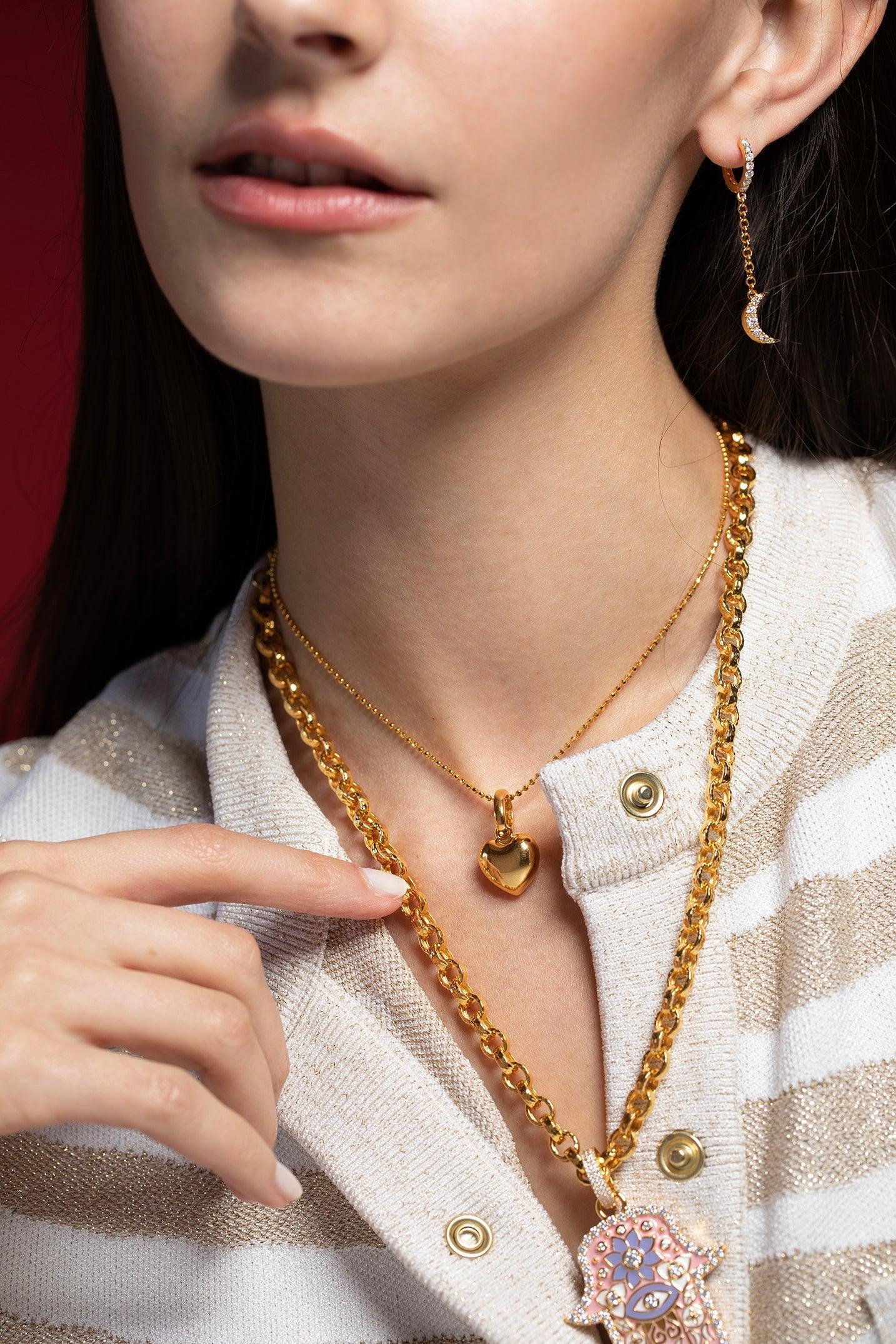 BUDDHA MAMA-Puffy Heart Pendant - Gold-YELLOW GOLD