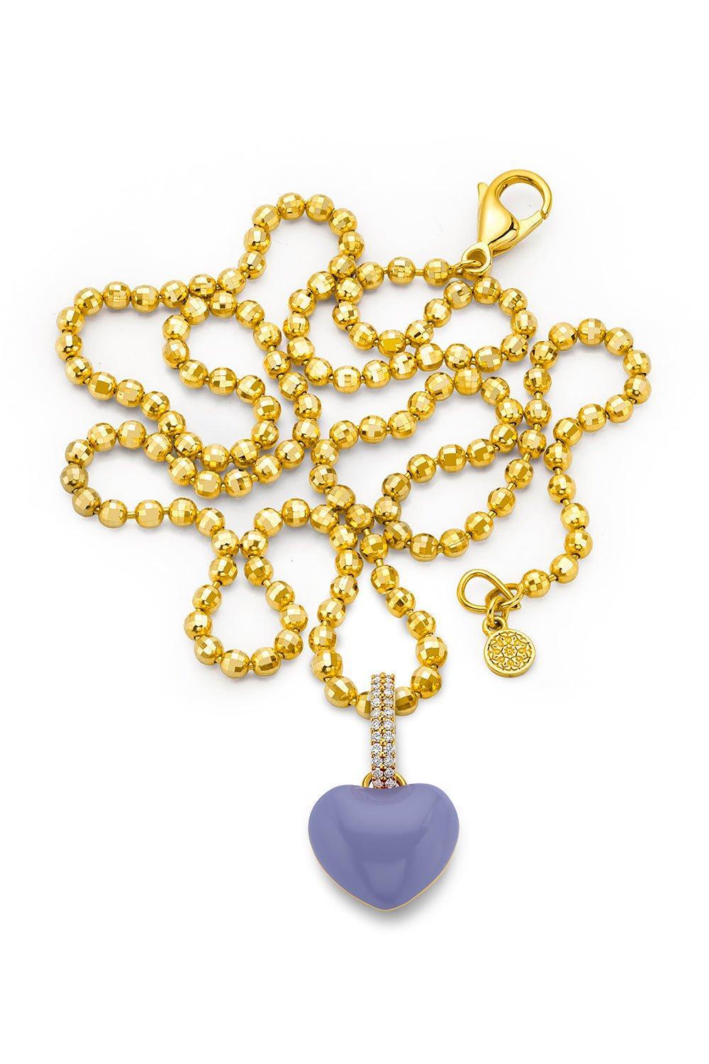 BUDDHA MAMA-Puffy Heart Pendant - Periwinkle-YELLOW GOLD