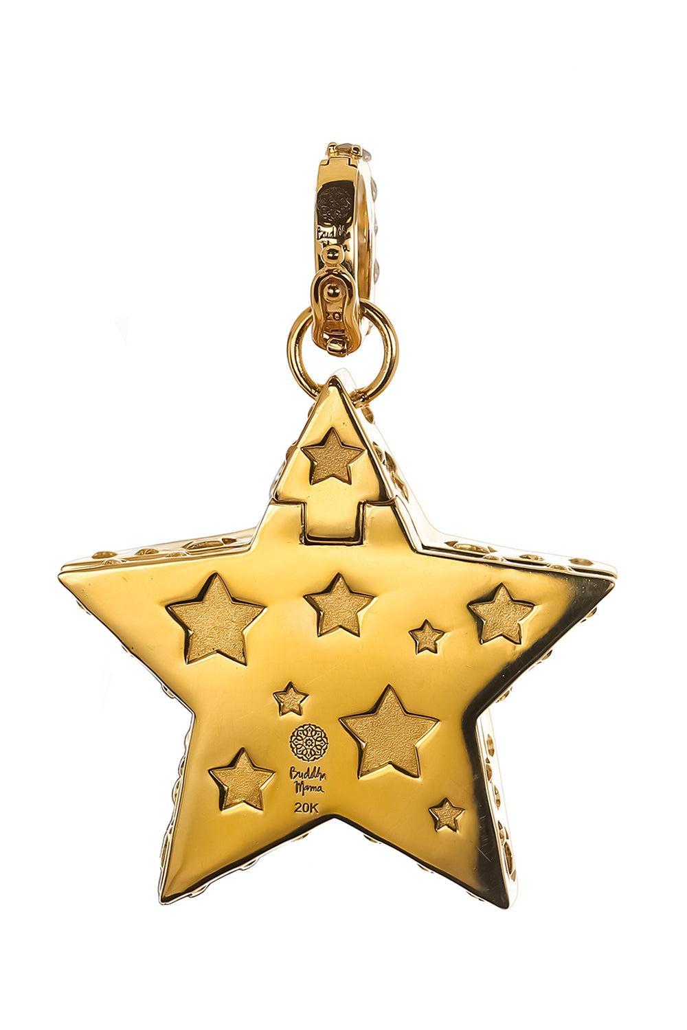 Rock Crystal Star Pendant-YELLOW GOLD-JEWELRYFINE JEWELPENDANT-BUDDHA MAMA