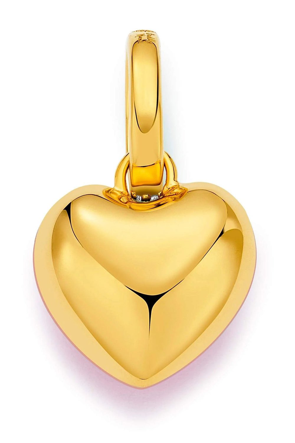 BUDDHA MAMA-Sky Blue Enamel Puffy Heart Pendant-YELLOW GOLD