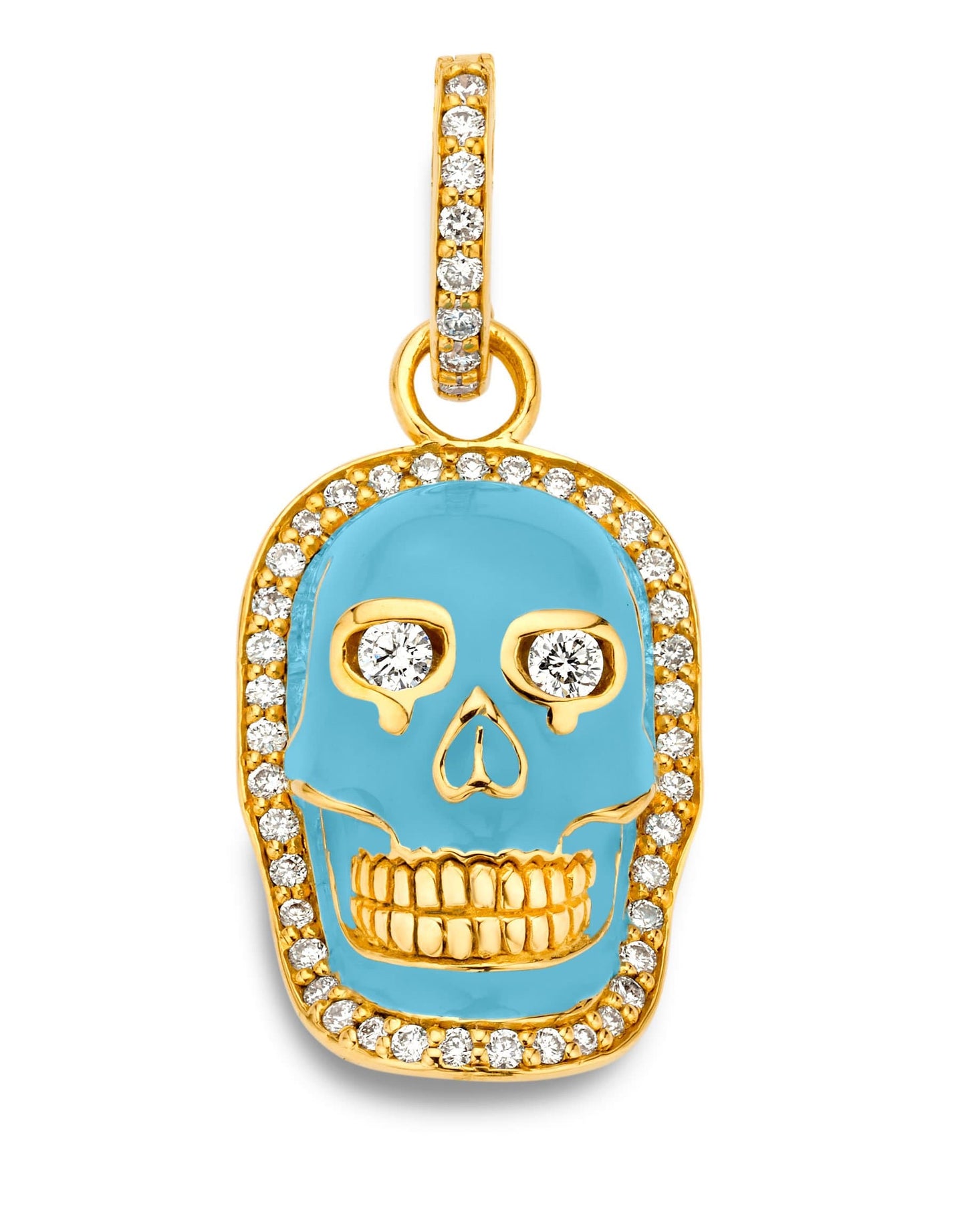 BUDDHA MAMA-Sky Blue Skull Pendant-YELLOW GOLD