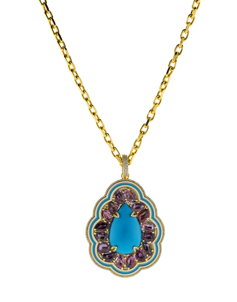 BUDDHA MAMA-Sleeping Beauty Turquoise Pendant-YELLOW GOLD