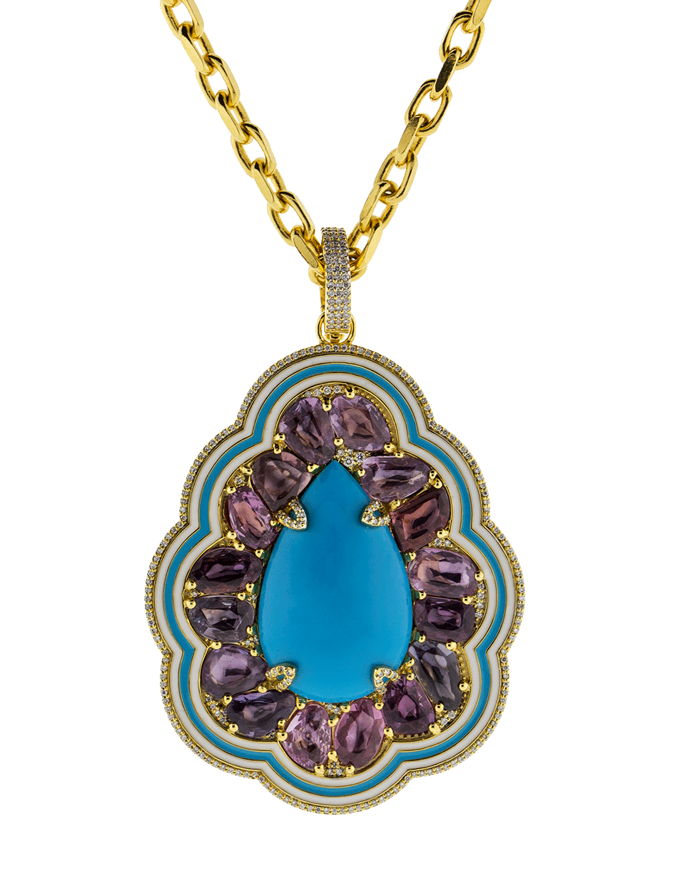 BUDDHA MAMA-Sleeping Beauty Turquoise Pendant-YELLOW GOLD