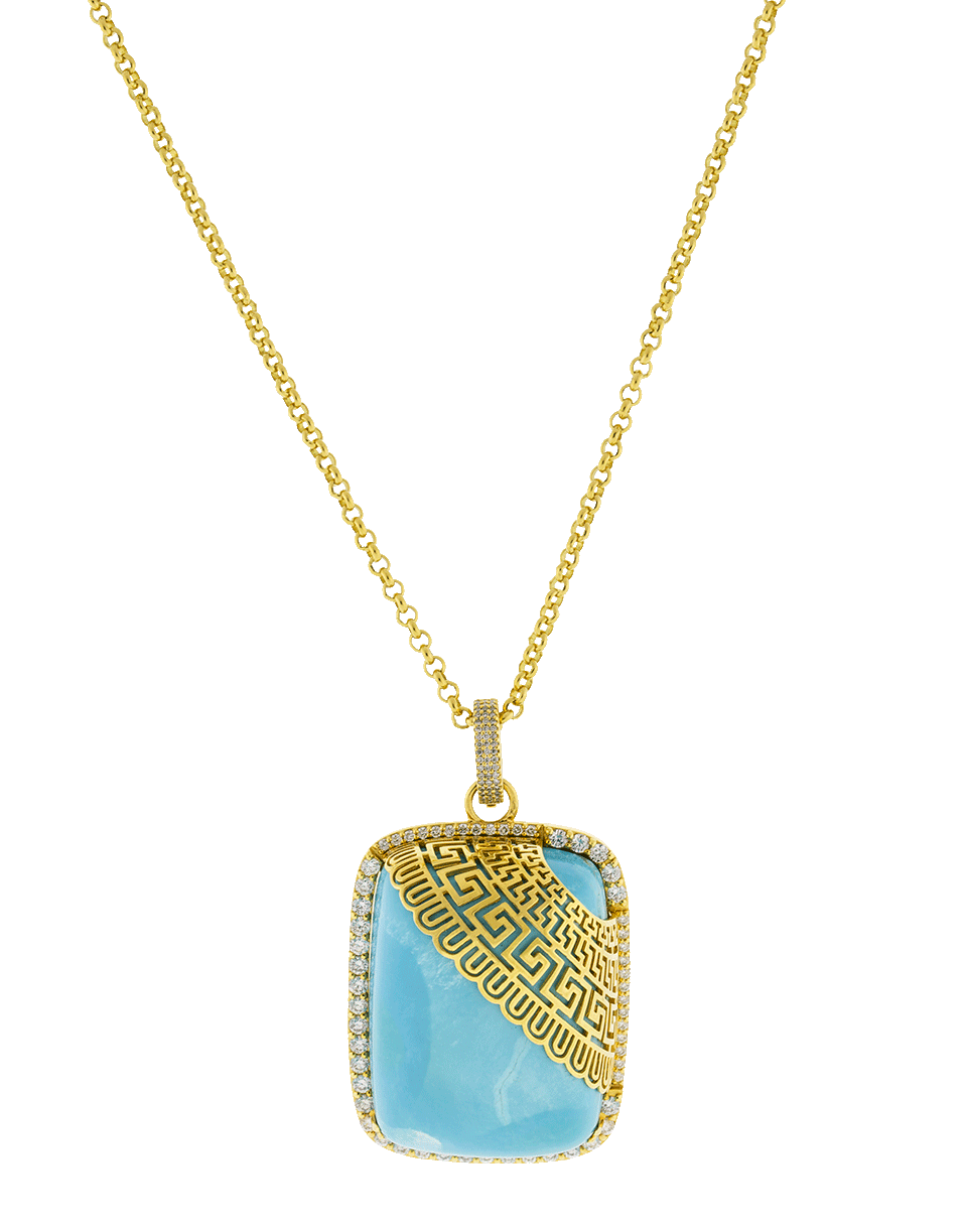 BUDDHA MAMA-Sleeping Beauty Turquoise Pendant-YELLOW GOLD