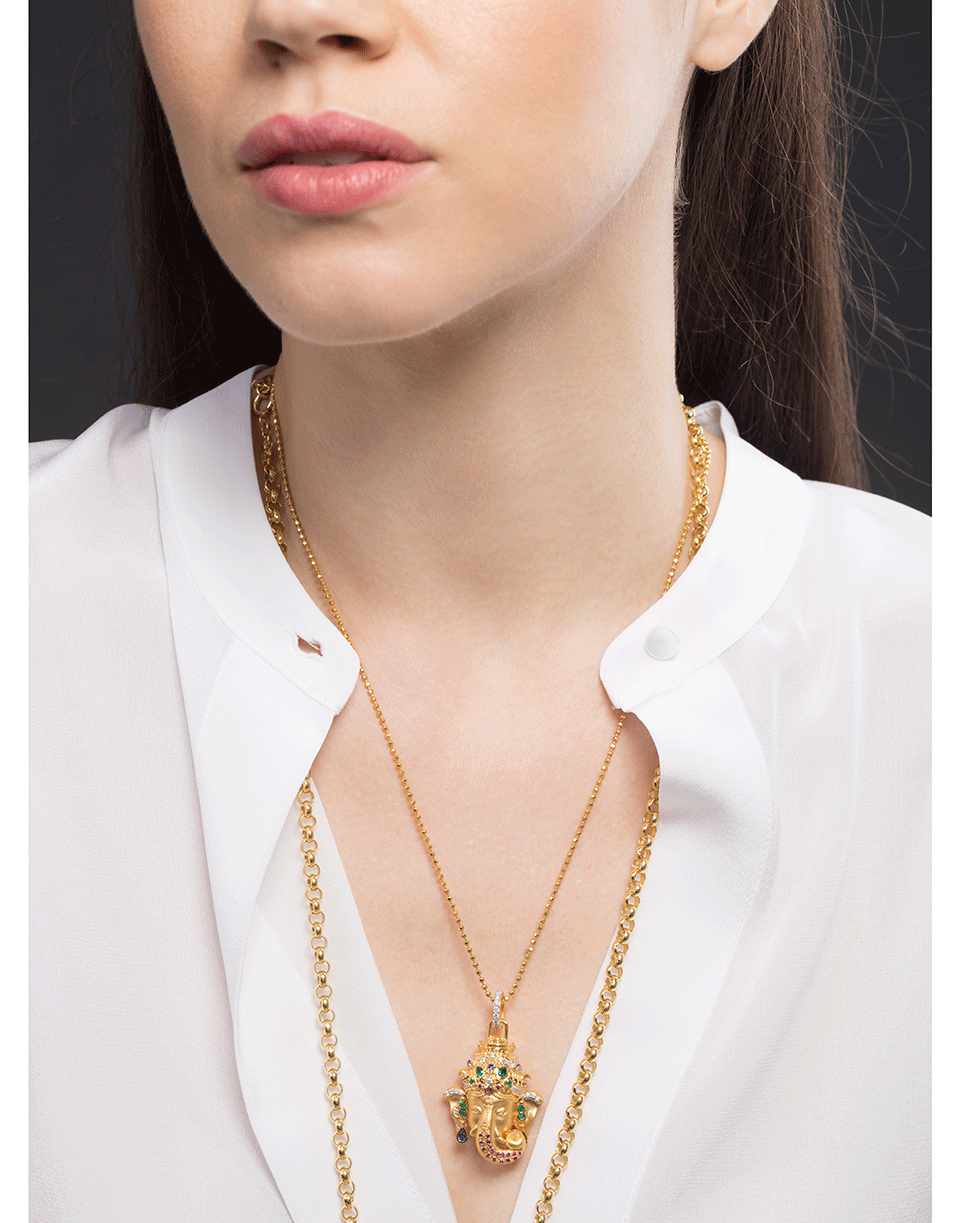 BUDDHA MAMA-Small Ganesha Pendant-YELLOW GOLD