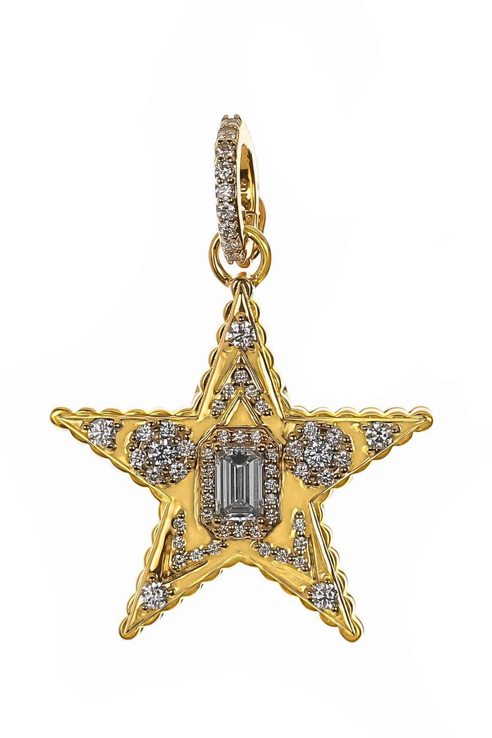 Star Diamond Small Locket Pendant-YELLOW GOLD-JEWELRYFINE JEWELPENDANT-BUDDHA MAMA