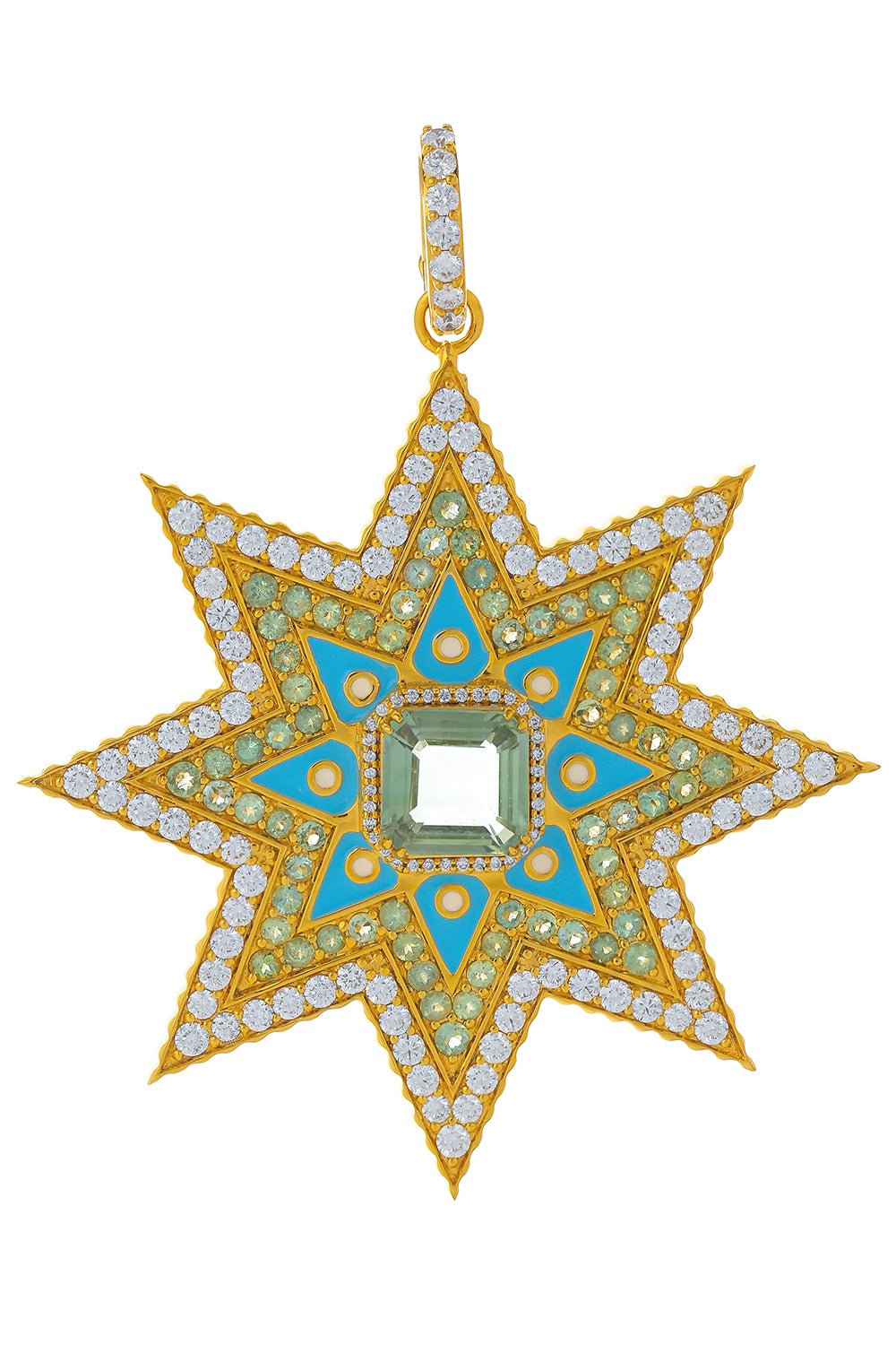 BUDDHA MAMA-Tourmaline Mandala Pendant-YELLOW GOLD