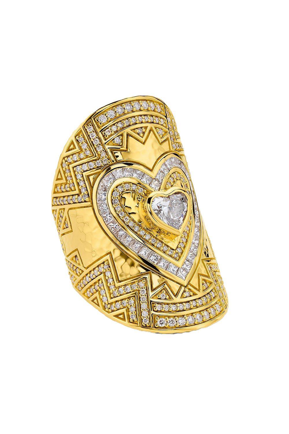 Heart Diamond Wrap Ring-YELLOW GOLD-7.25-JEWELRYFINE JEWELRING-BUDDHA MAMA
