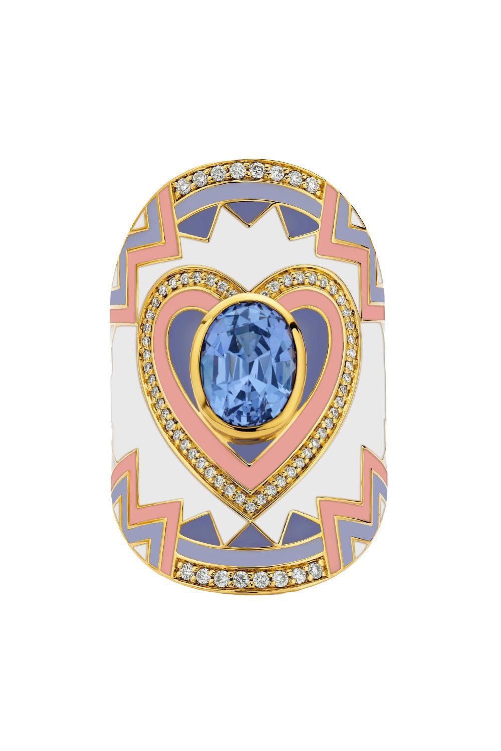 Lavender Spinel Heart Wrap Ring-YELLOW GOLD-7-JEWELRYFINE JEWELRING-BUDDHA MAMA