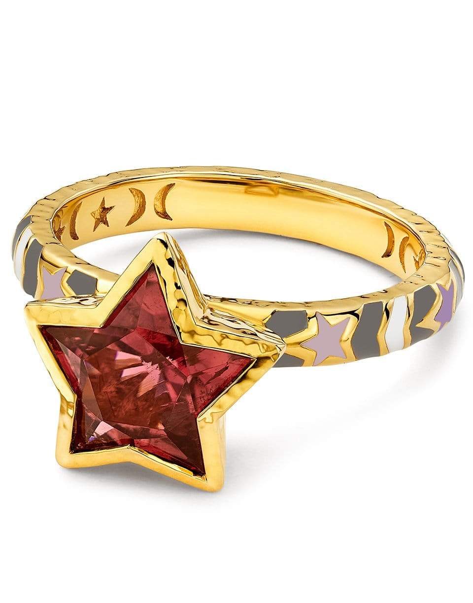 BUDDHA MAMA-Pink Tourmaline Star Skinny Band Ring-