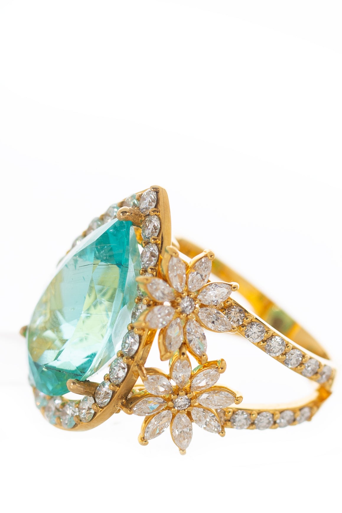 BUDDHA MAMA-Paraiba Pear Ring-PLATINUM