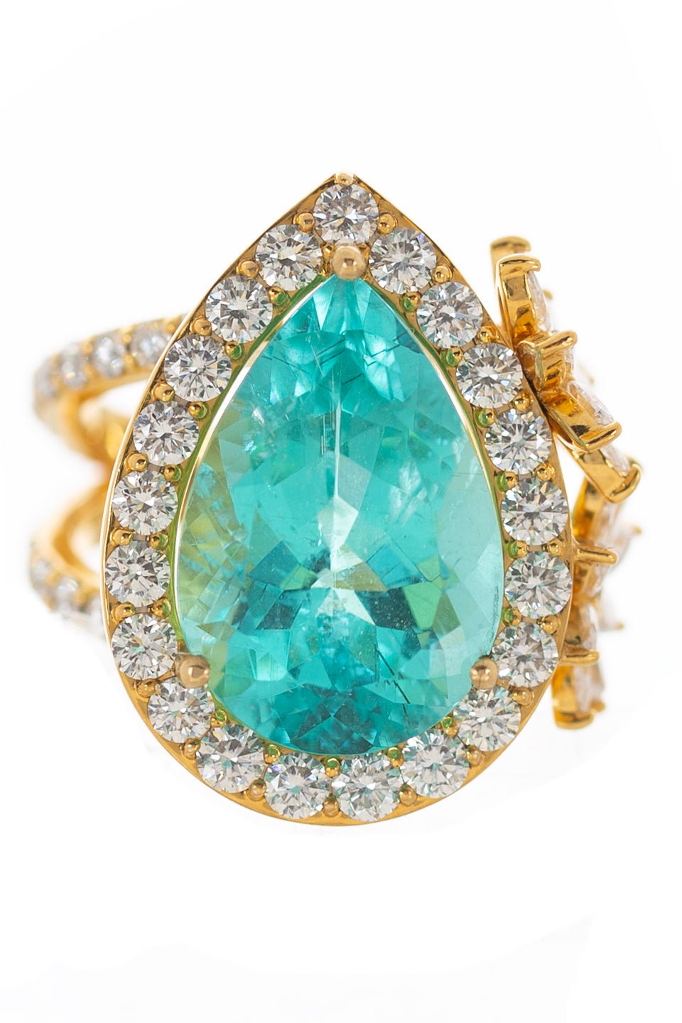 BUDDHA MAMA-Paraiba Pear Ring-PLATINUM