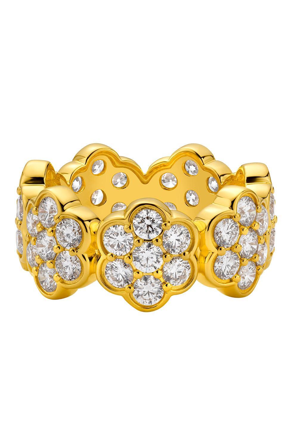 Diamond Flower Band Ring-YELLOW GOLD-7-JEWELRYFINE JEWELRING-BUDDHA MAMA