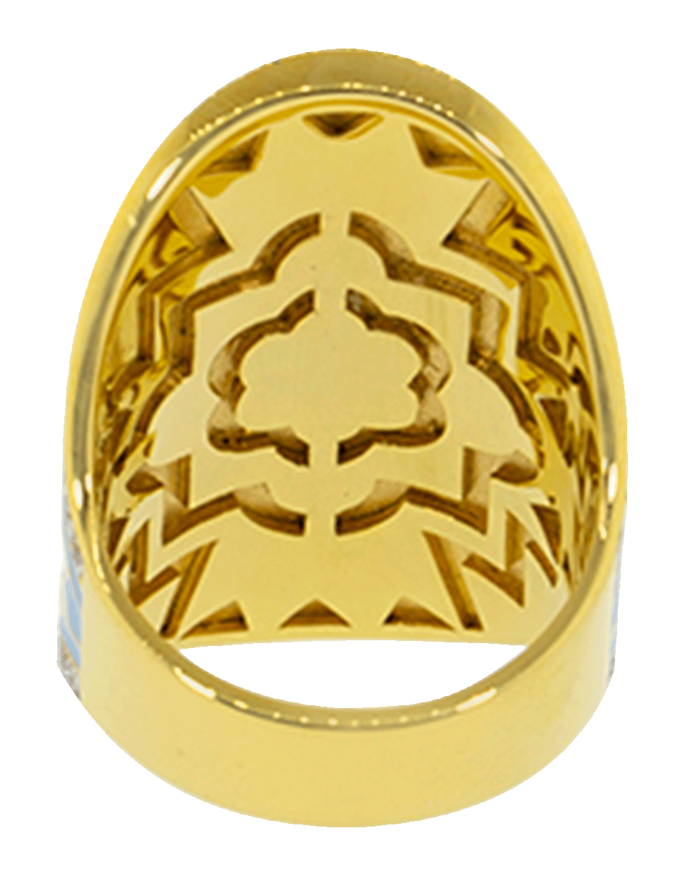 BUDDHA MAMA-Sky Blue and White Enamel Wrap Ring-YELLOW GOLD