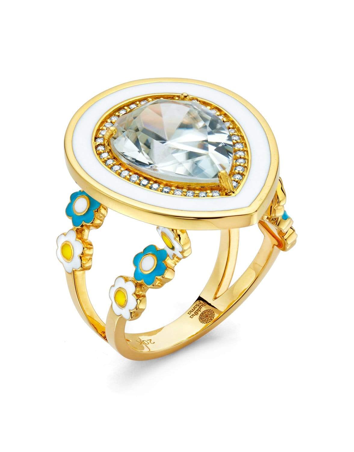 BUDDHA MAMA-White Zircon Pear Shaped Ring-YELLOW GOLD