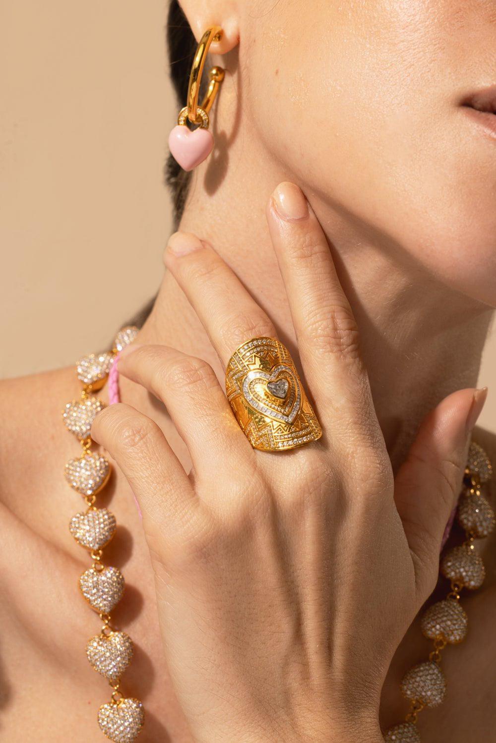 BUDDHA MAMA-Heart Diamond Wrap Ring-YELLOW GOLD