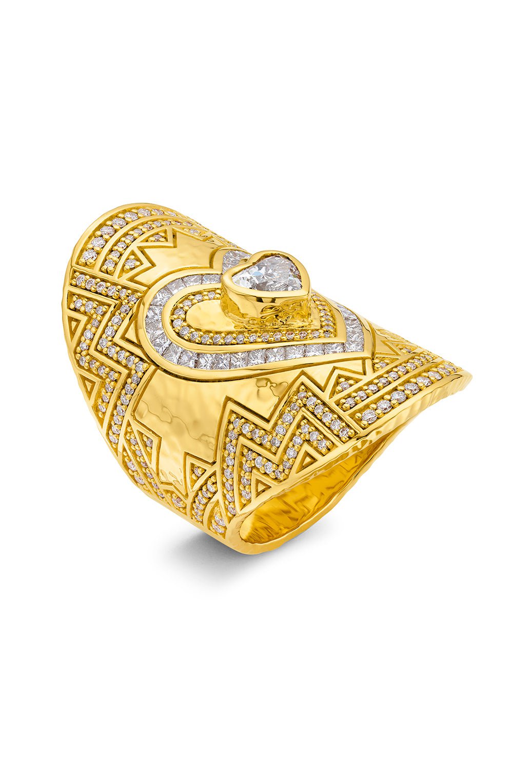 BUDDHA MAMA-Heart Diamond Wrap Ring-YELLOW GOLD