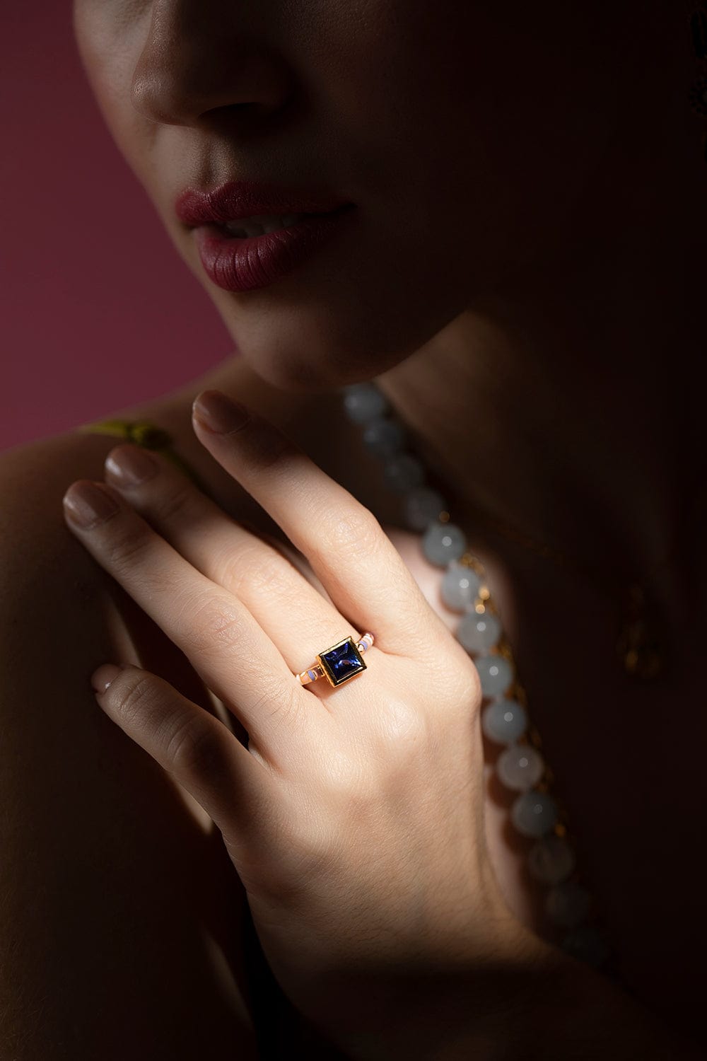 BUDDHA MAMA-Tanzanite Enamel Ring-YELLOW GOLD