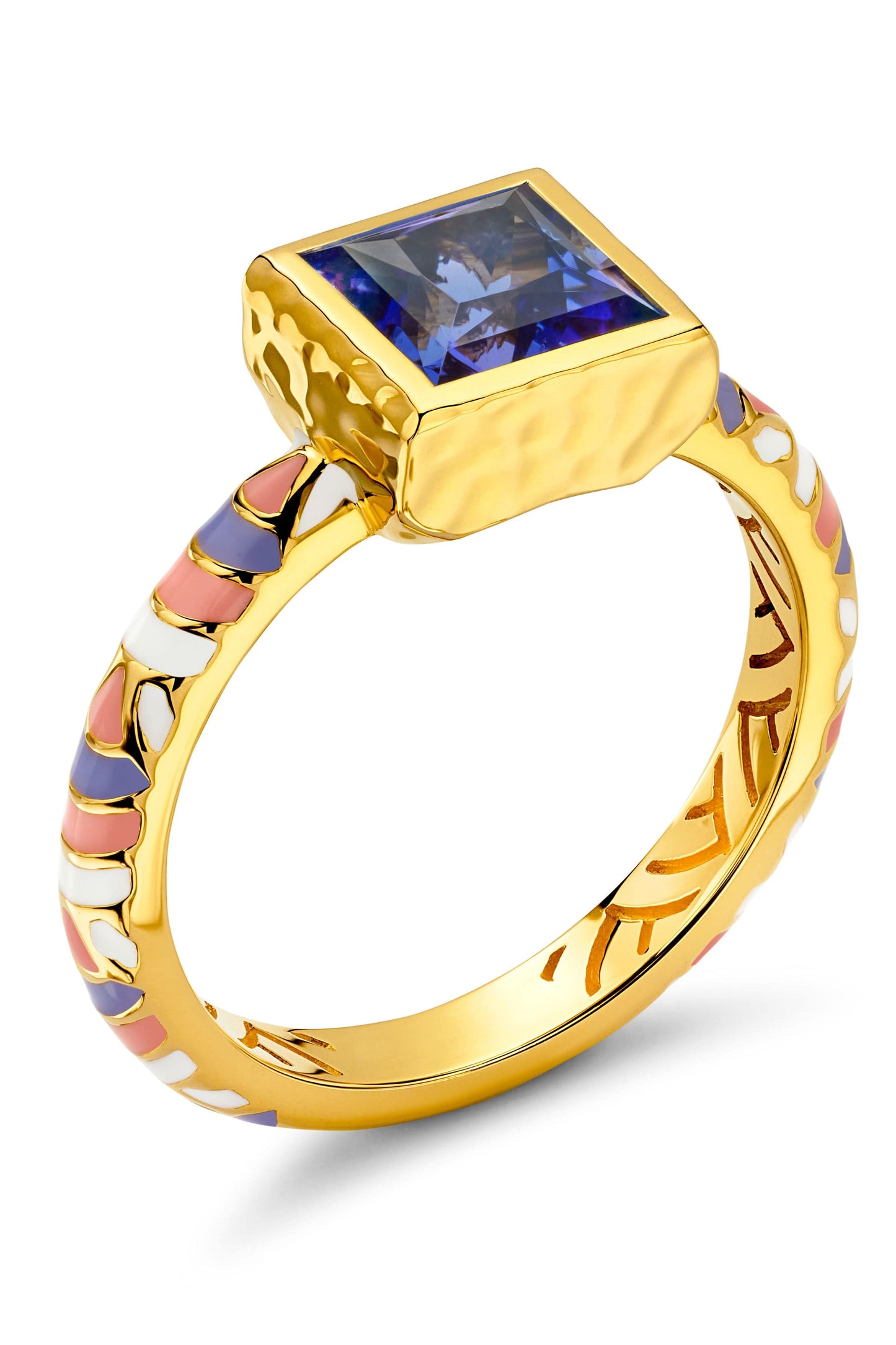 BUDDHA MAMA-Tanzanite Enamel Ring-YELLOW GOLD