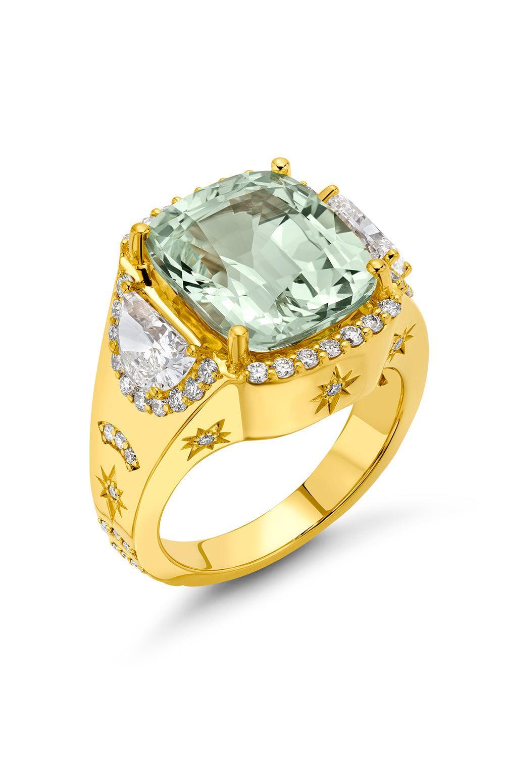 Chrysoberyl Diamond Signet Ring-YELLOW GOLD-7.5-JEWELRYFINE JEWELRING-BUDDHA MAMA