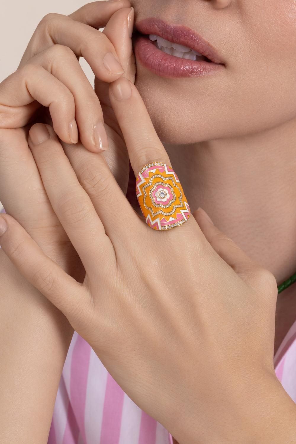 Diamond Clementine Mandala Wrap Ring-YELLOW GOLD-7.5-JEWELRYFINE JEWELRING-BUDDHA MAMA