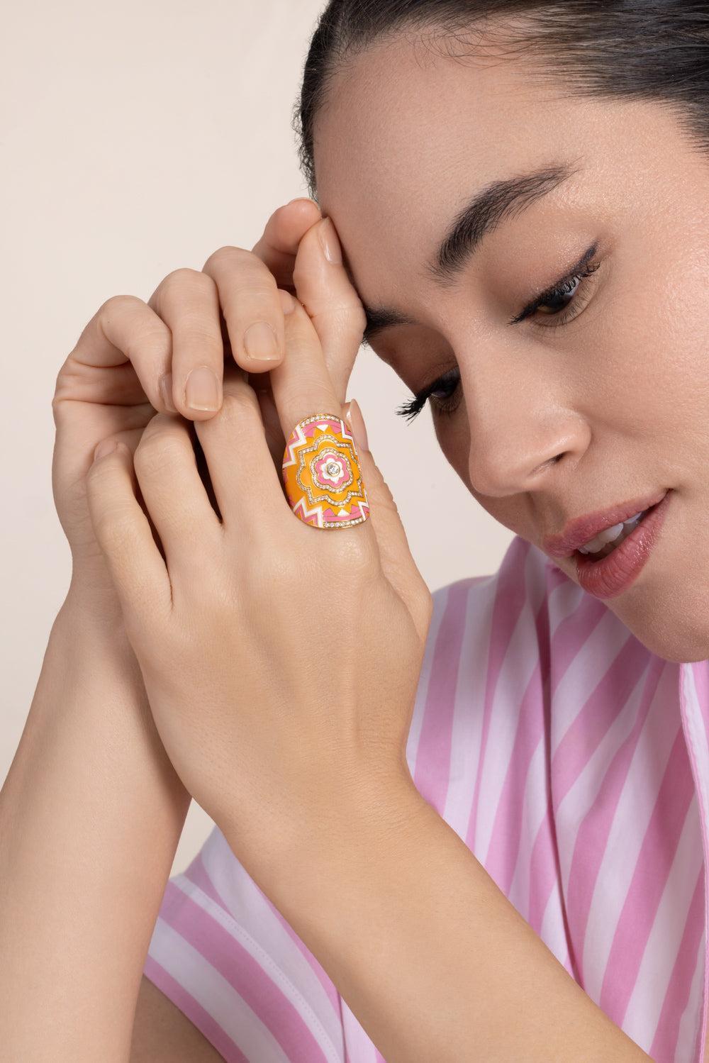 Diamond Clementine Mandala Wrap Ring-YELLOW GOLD-7.5-JEWELRYFINE JEWELRING-BUDDHA MAMA