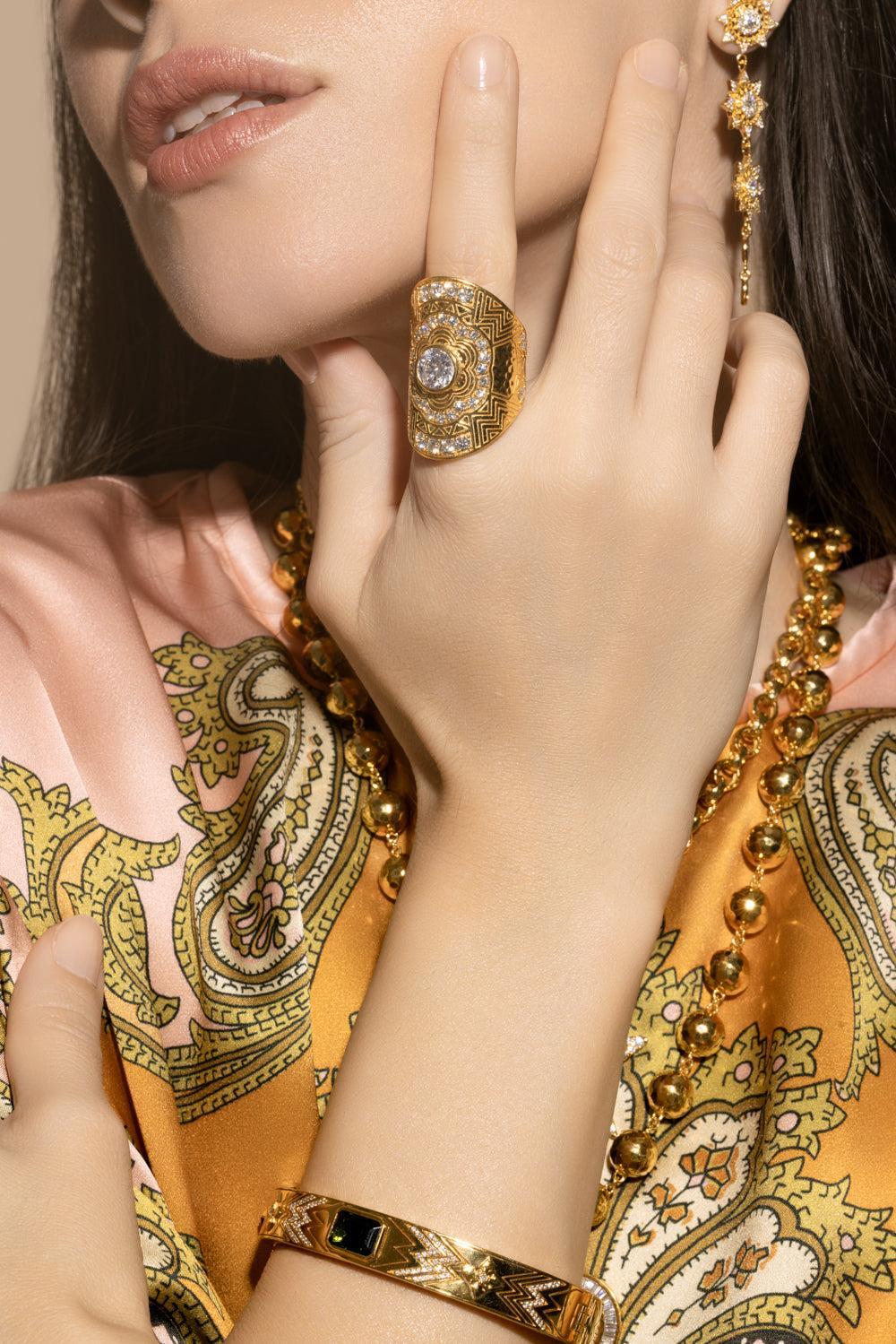 Diamond Engraved Wrap Ring-YELLOW GOLD-7.5-JEWELRYFINE JEWELRING-BUDDHA MAMA