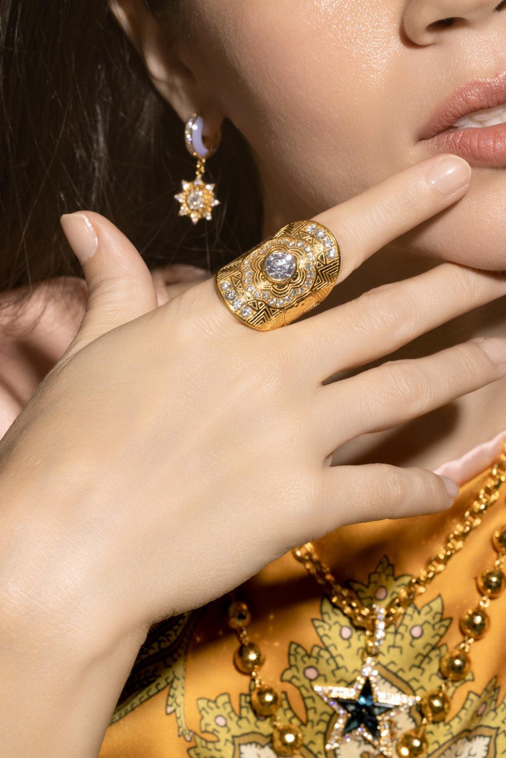 Diamond Engraved Wrap Ring-YELLOW GOLD-7.5-JEWELRYFINE JEWELRING-BUDDHA MAMA