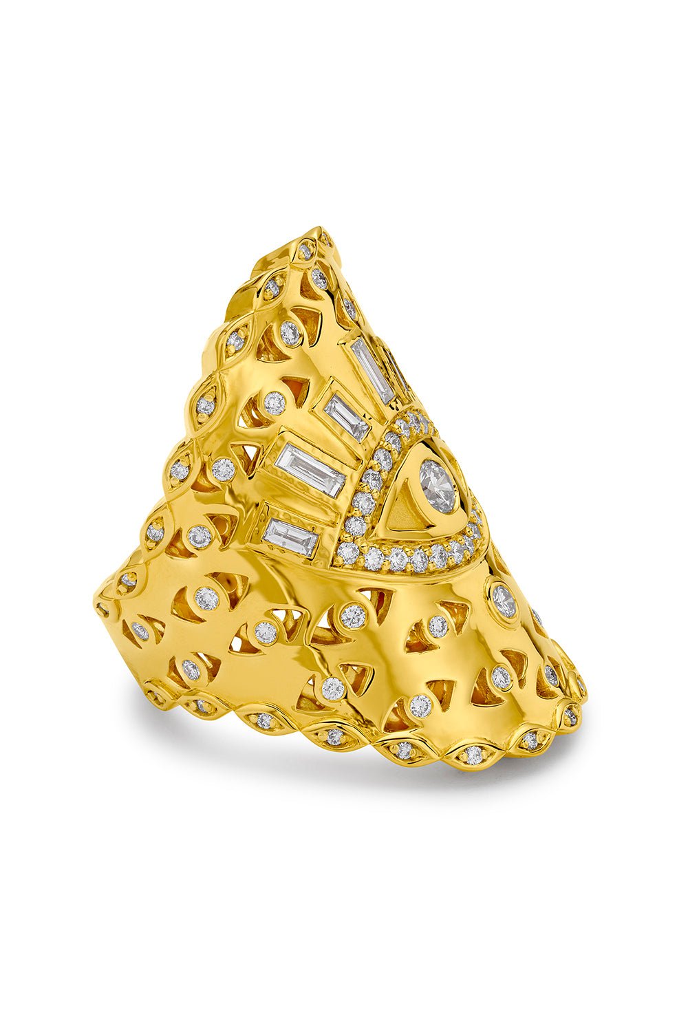 BUDDHA MAMA-Evil Eye Diamond Wrap Ring-YELLOW GOLD