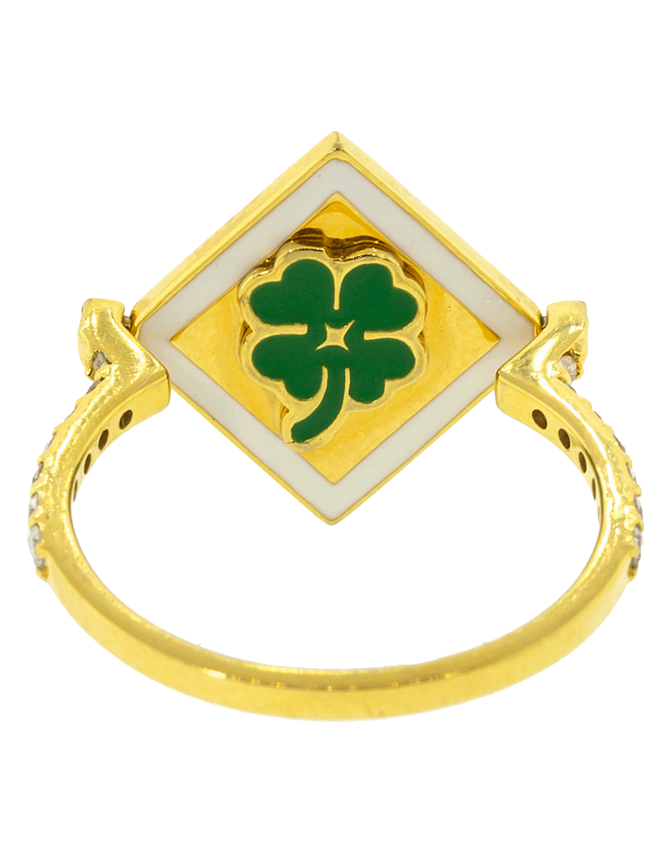 BUDDHA MAMA-Four Leaf Clover and Evil Eye Ring-YELLOW GOLD