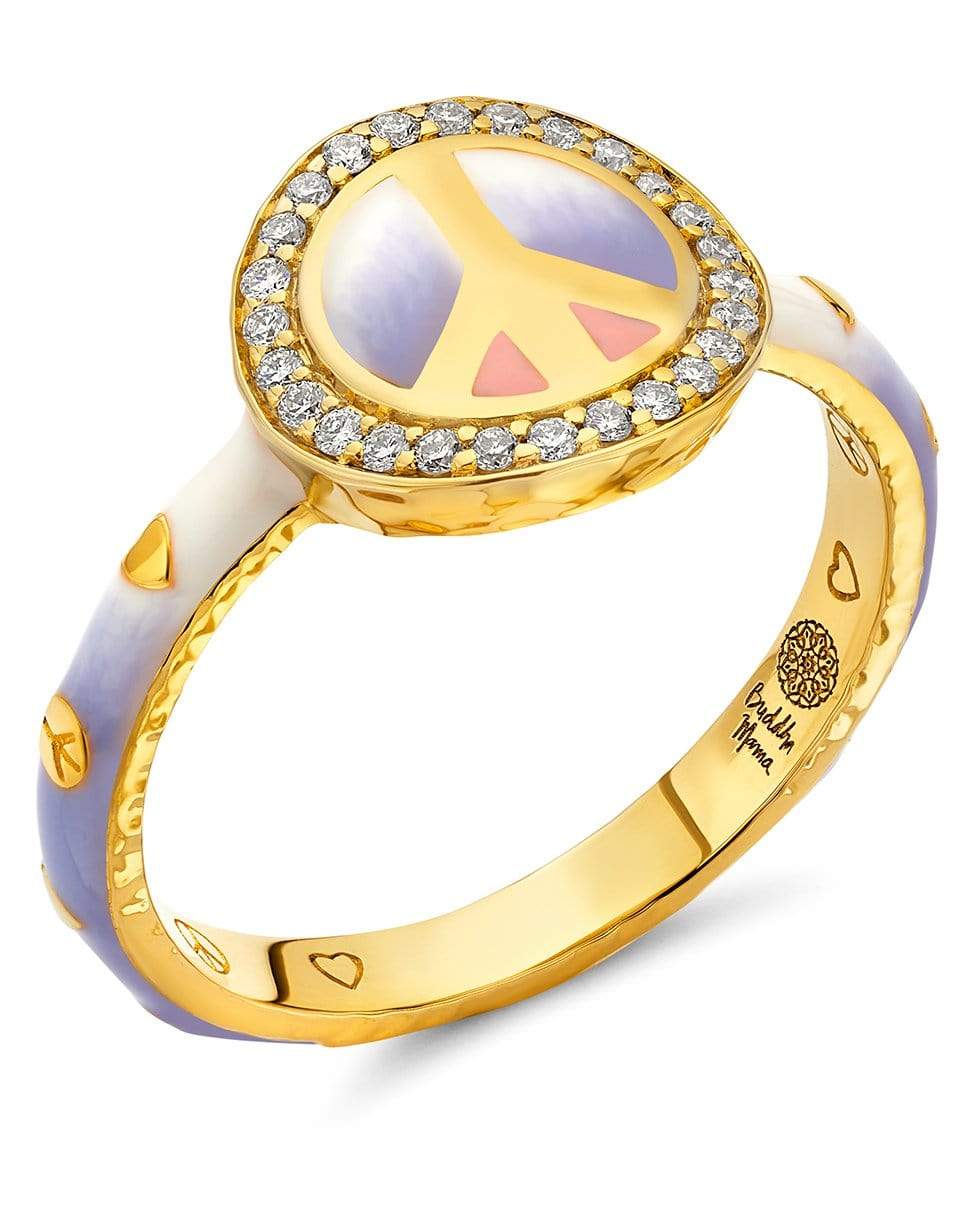 BUDDHA MAMA-Ombre Enamel Peace Sign Ring-YELLOW GOLD
