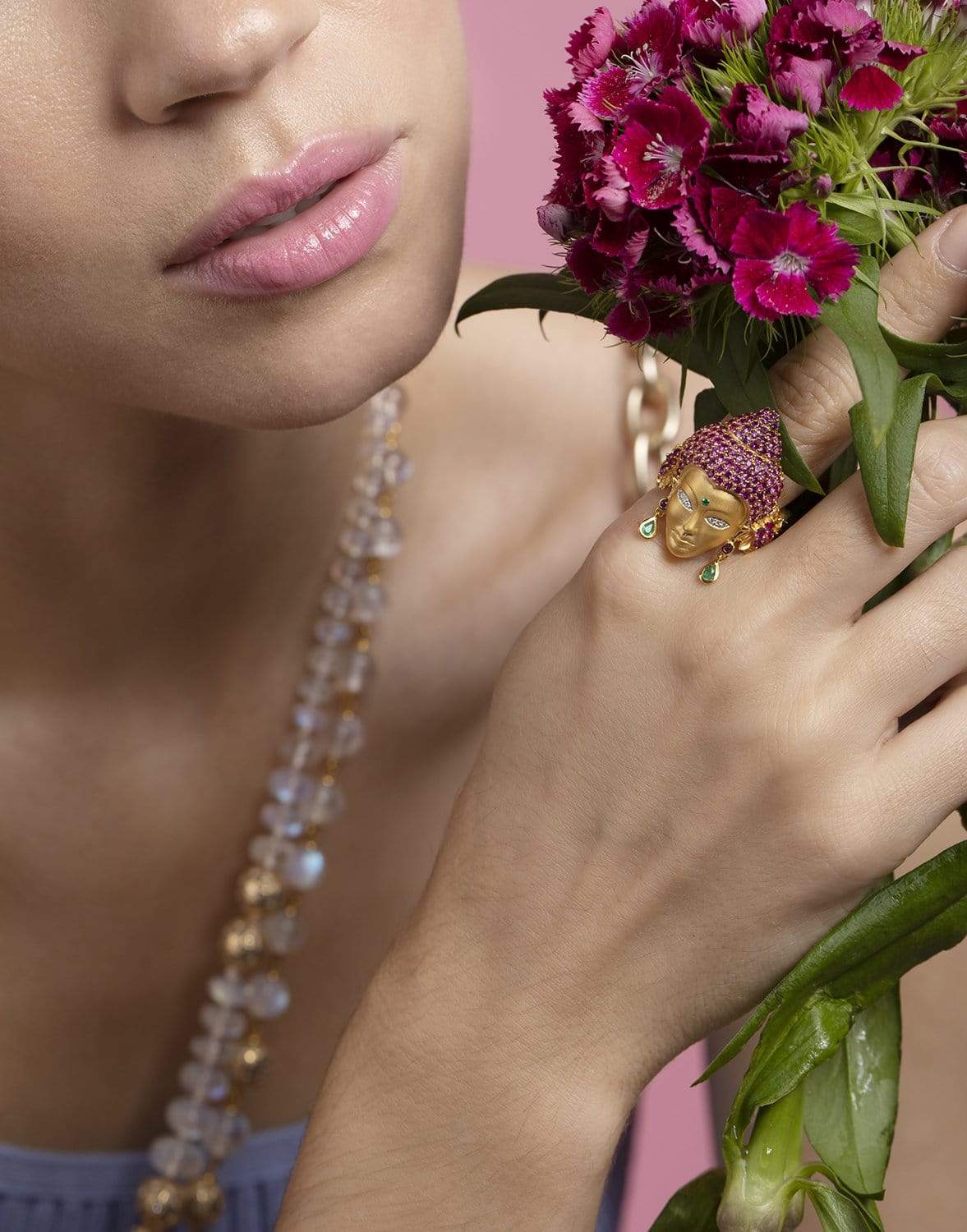 BUDDHA MAMA-Pretty Buddha Pink Sapphire Ring-YELLOW GOLD