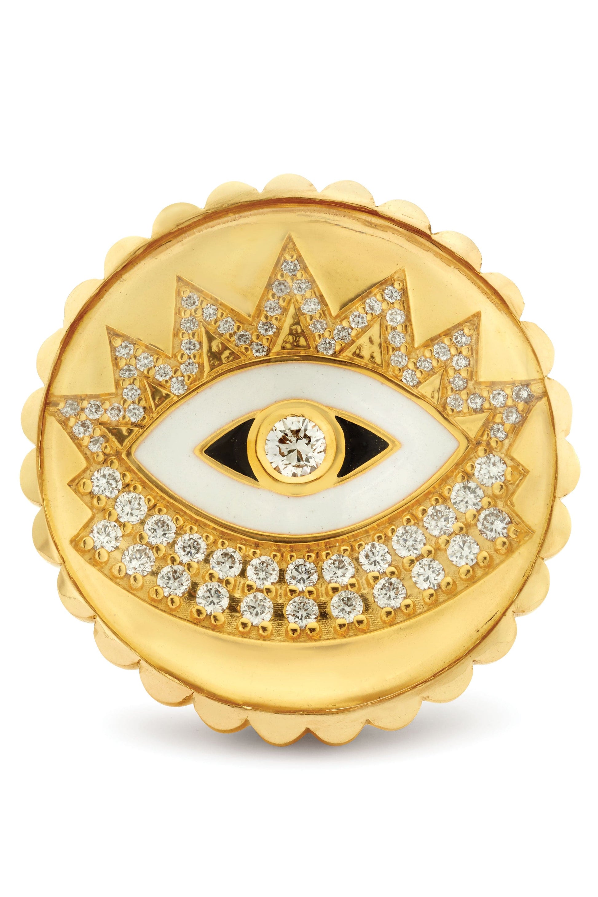 BUDDHA MAMA-Scalloped Evil Eye Ring-YELLOW GOLD
