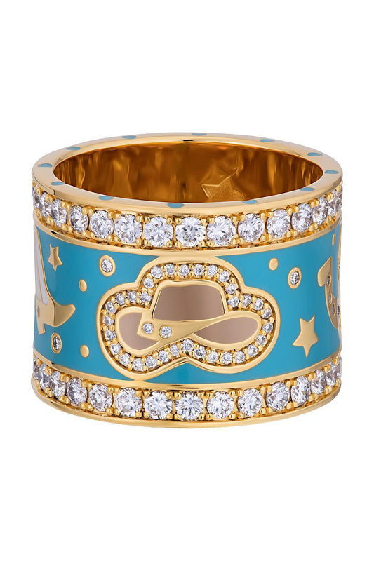 Diamond Blue Lucky Cowgirl Band Ring-YELLOW GOLD-8-JEWELRYFINE JEWELRING-BUDDHA MAMA
