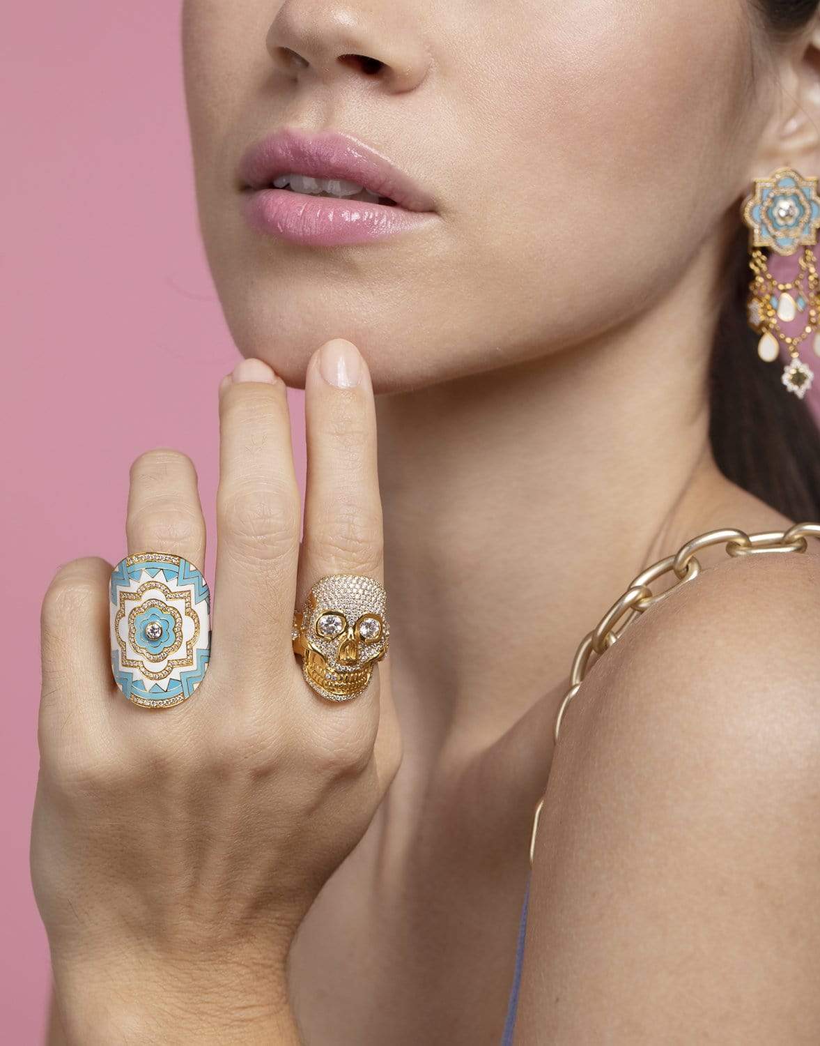 BUDDHA MAMA-Sky Blue Mandala Wrap Ring-YELLOW GOLD