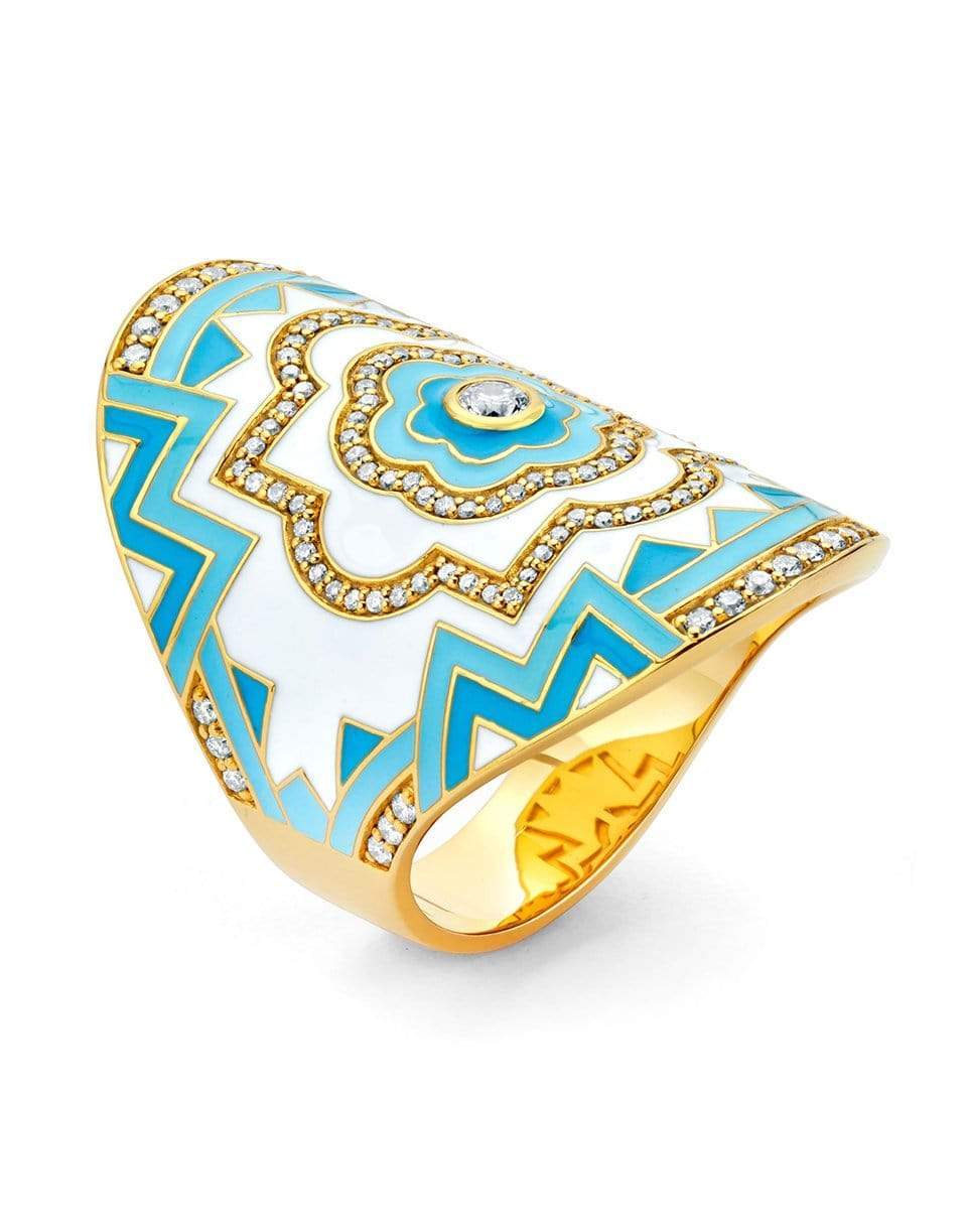 BUDDHA MAMA-Sky Blue Mandala Wrap Ring-YELLOW GOLD