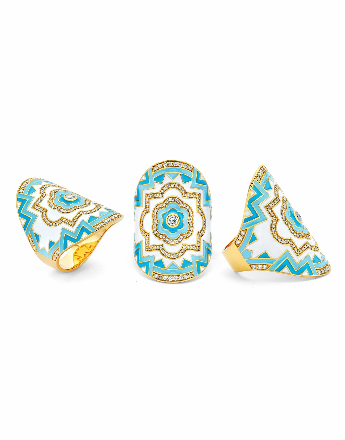 BUDDHA MAMA-Sky Blue Mandala Wrap Ring-YELLOW GOLD
