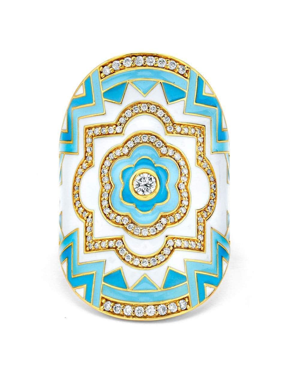 BUDDHA MAMA-Sky Blue Mandala Wrap Ring-YELLOW GOLD