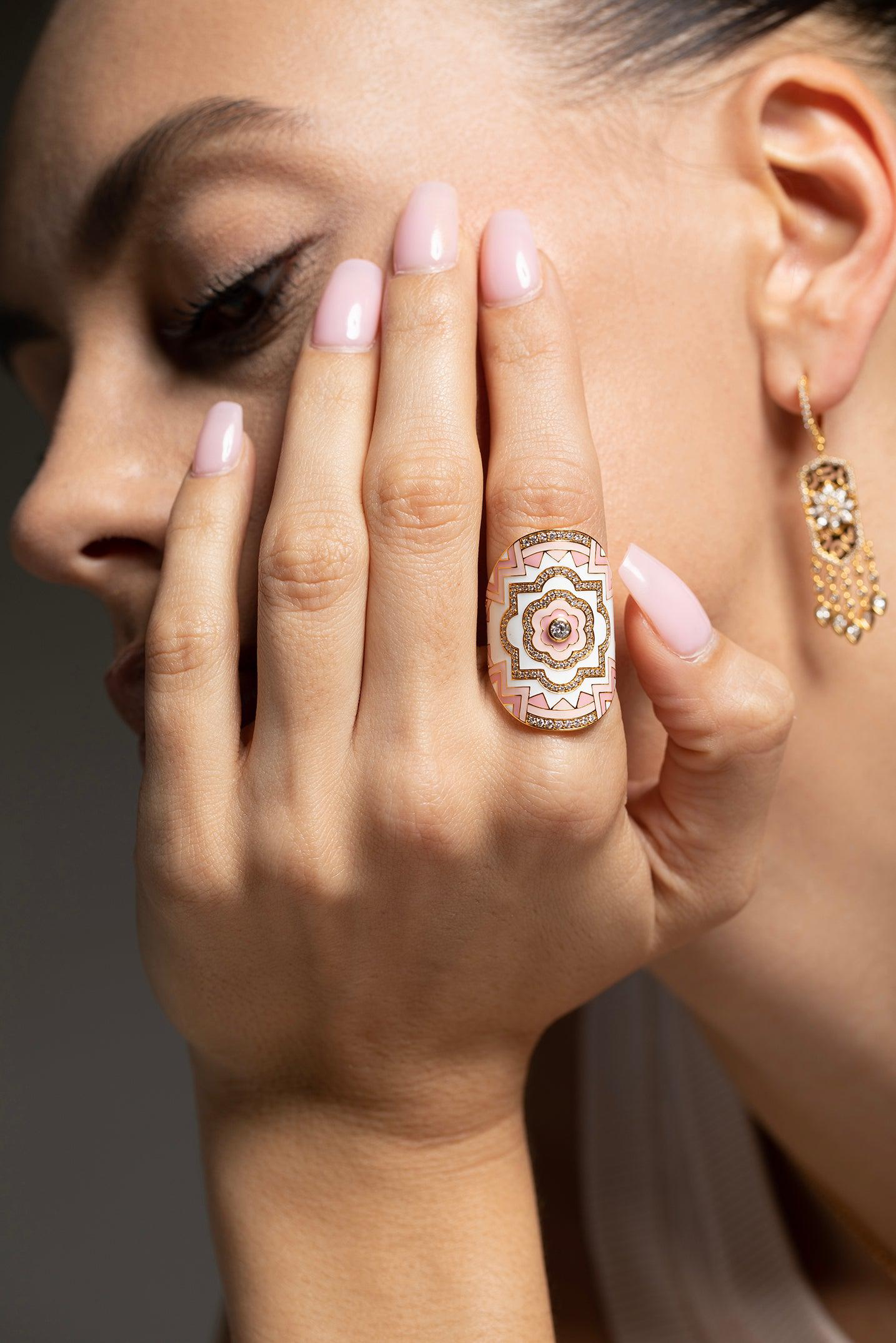 BUDDHA MAMA-Wrap Ring - Pink-YELLOW GOLD