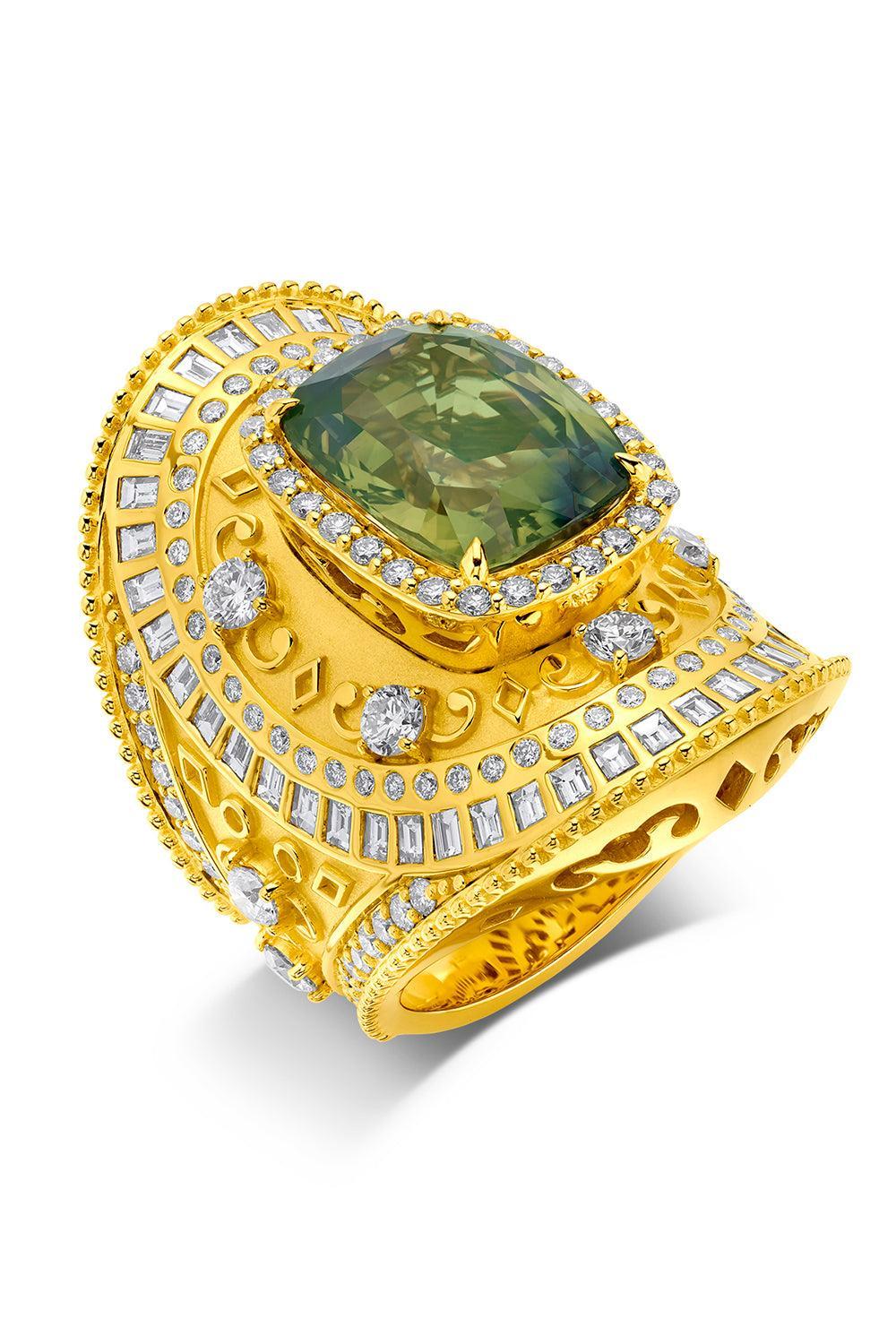 Parti Sapphire Diamond Wrap Ring-YELLOW GOLD-JEWELRYFINE JEWELRING-BUDDHA MAMA