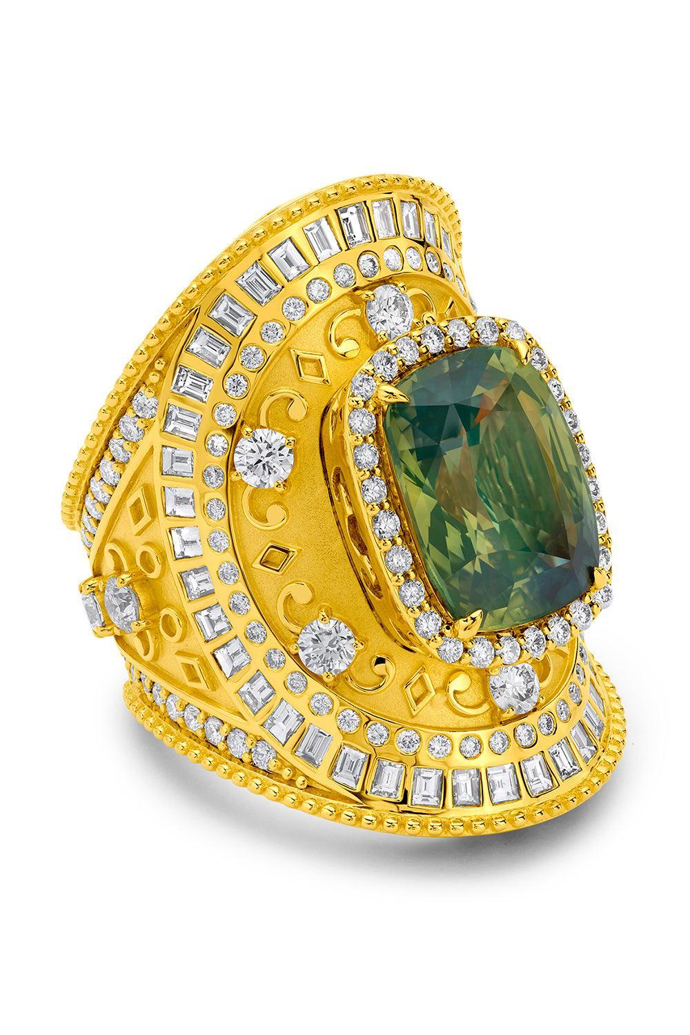Parti Sapphire Diamond Wrap Ring-YELLOW GOLD-JEWELRYFINE JEWELRING-BUDDHA MAMA