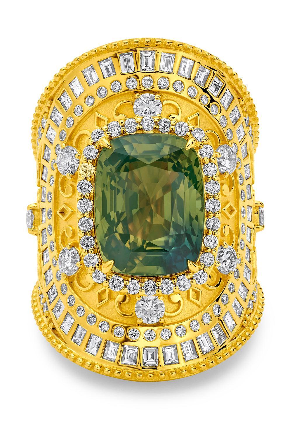 Parti Sapphire Diamond Wrap Ring-YELLOW GOLD-JEWELRYFINE JEWELRING-BUDDHA MAMA