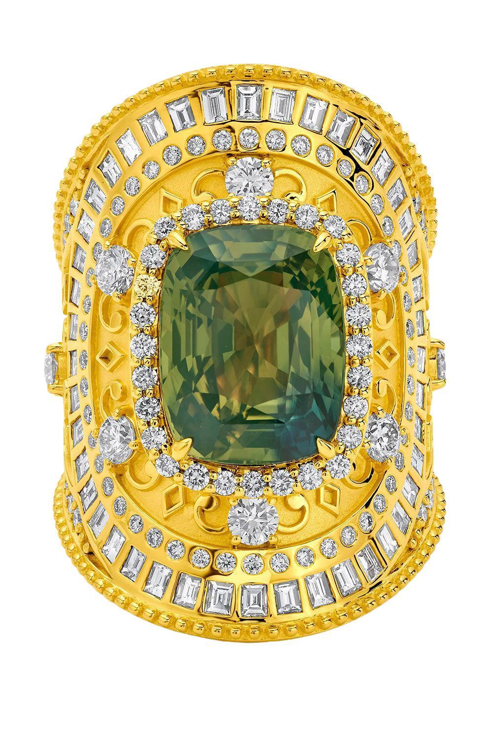 Parti Sapphire Diamond Wrap Ring-YELLOW GOLD-JEWELRYFINE JEWELRING-BUDDHA MAMA