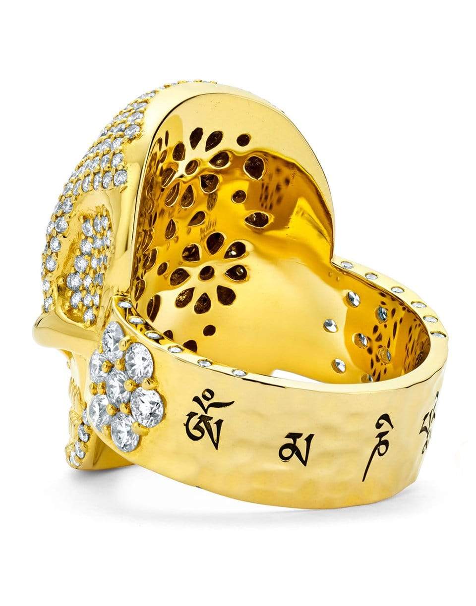 BUDDHA MAMA-Pave Diamond Skull Ring-YELLOW GOLD