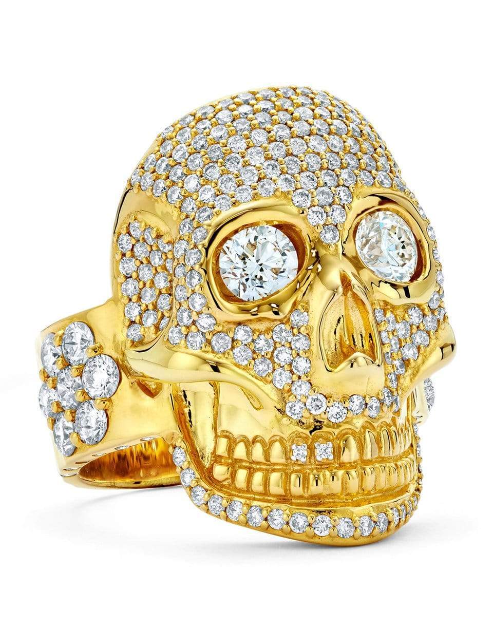 BUDDHA MAMA-Pave Diamond Skull Ring-YELLOW GOLD