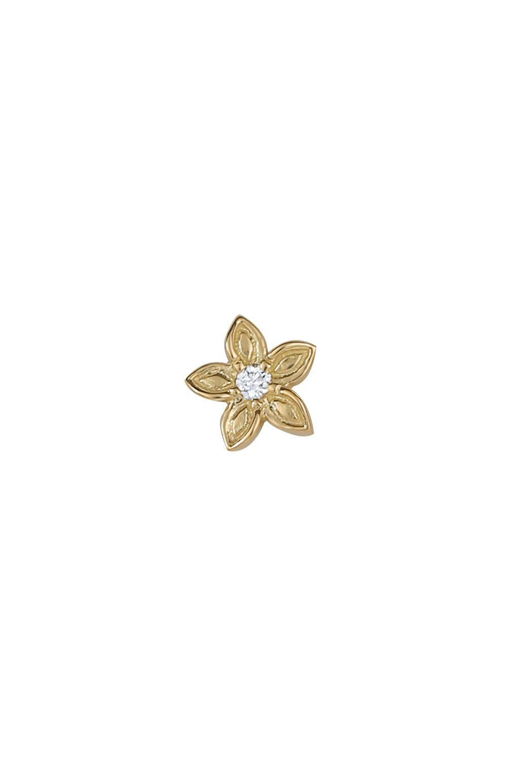 Diamond Hibiscus Flower Ear Pin-YELLOW GOLD-JEWELRYFINE JEWELPIERCING-BVLA