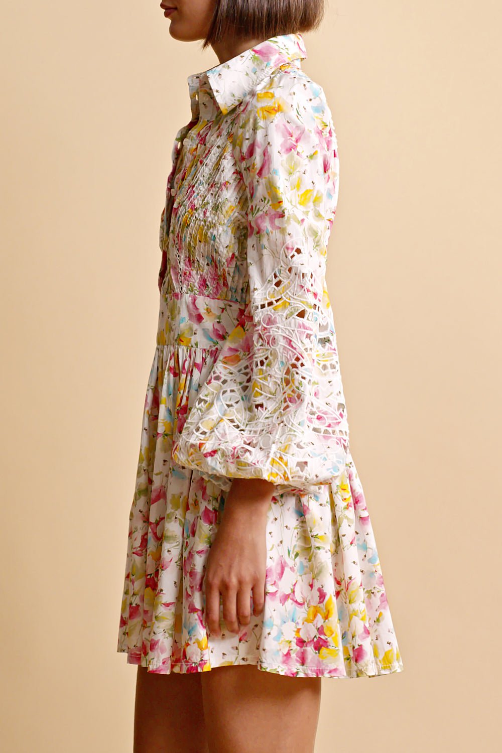 BYTIMO-Blouson Sleeve Floral Dress-